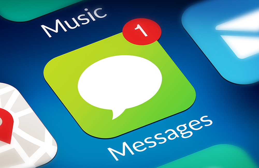 isometric view of messaging button on mobile phone