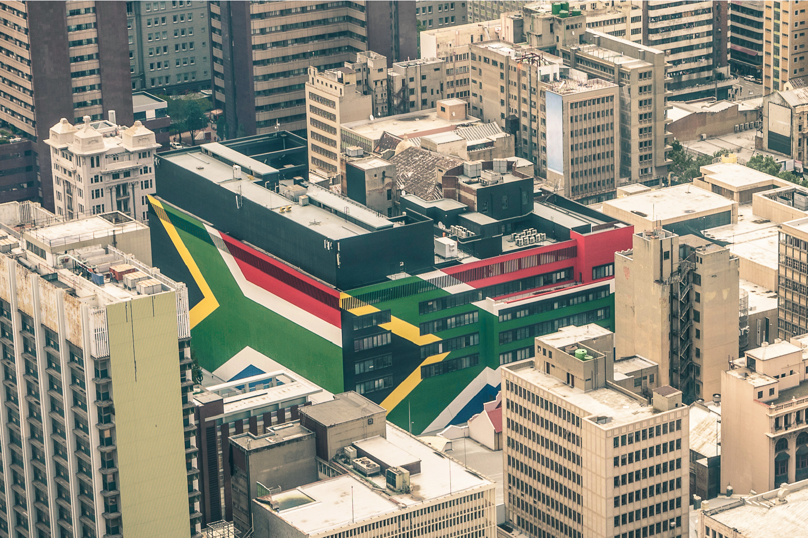 South African flag building