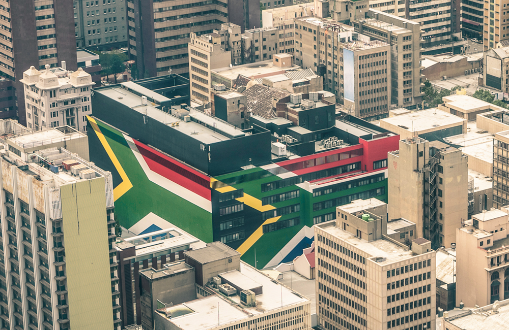 South African flag building