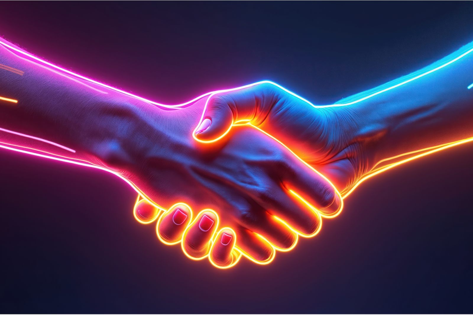 Focused vendor partnership neon handshake