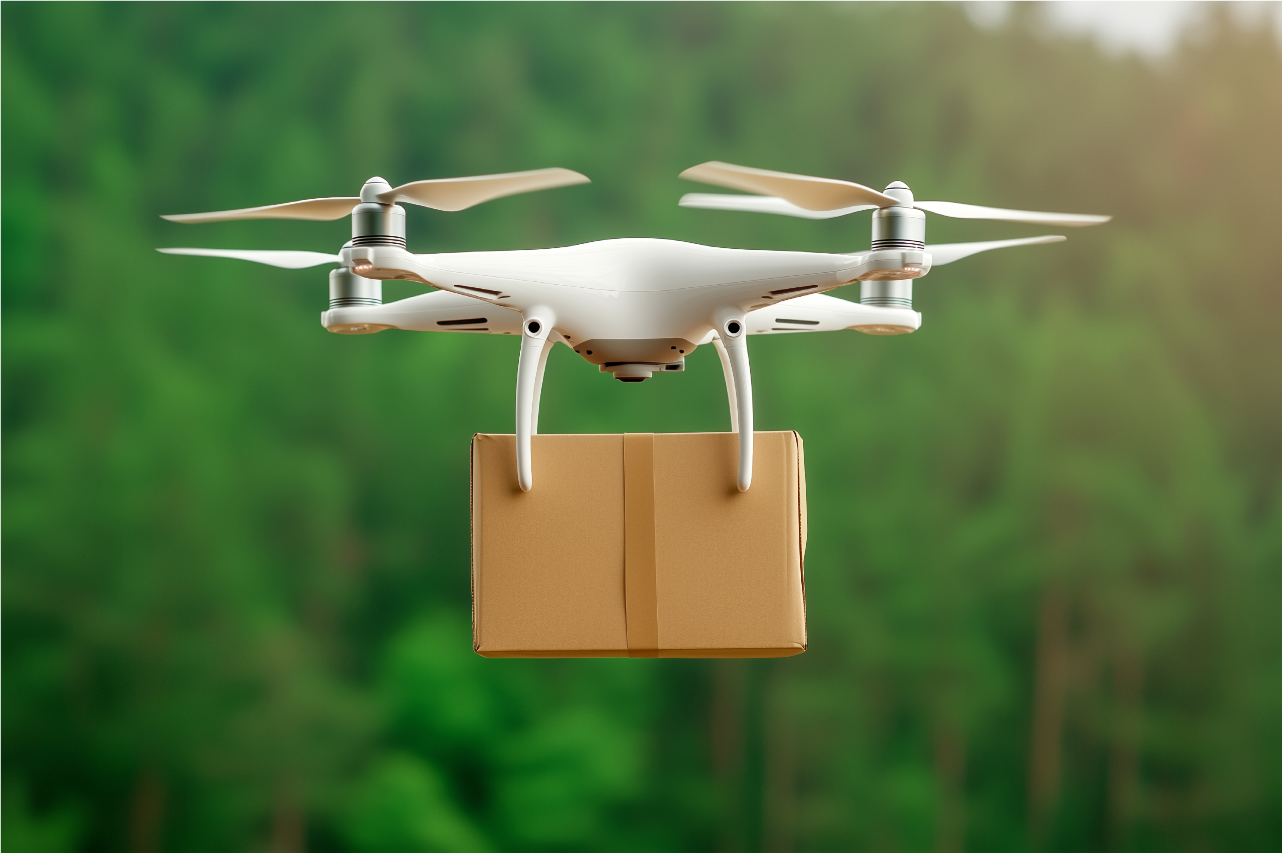 Drone delivery in a forest