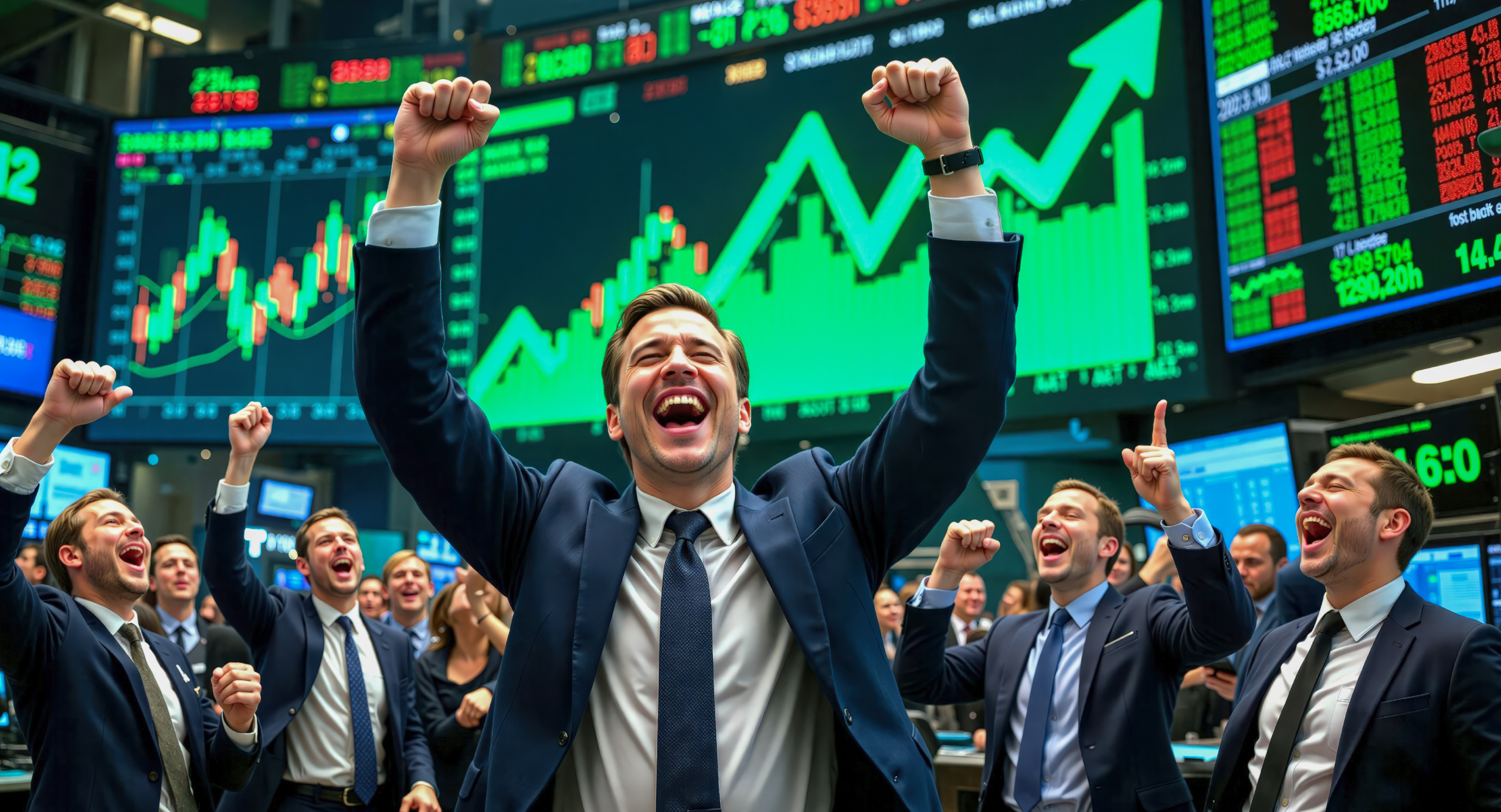 Happy stock market traders