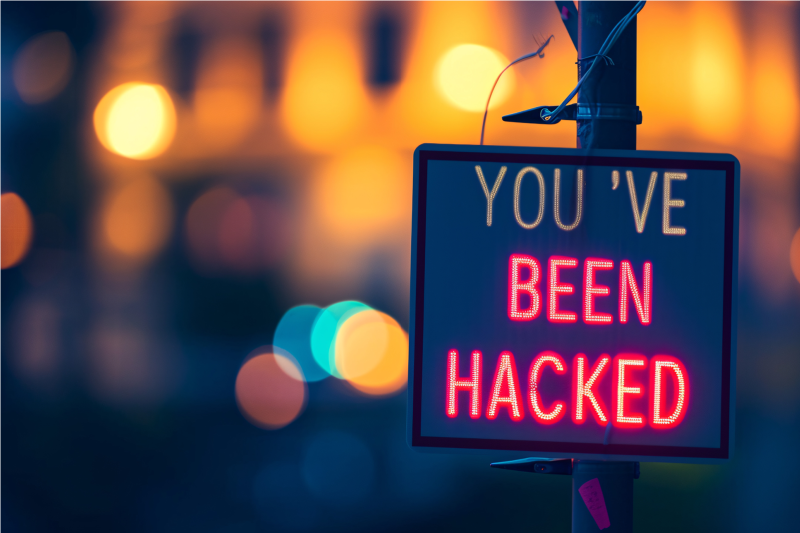 A sign saying that your system has been hacked