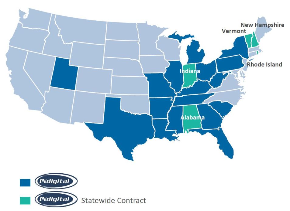 INdigital US coverage map